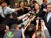 Gleisi Hoffmann faz declaracao a imprensa em Brasilia depois da demissão de Palocci