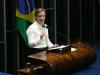 Gleisi Hoffmann durante a sessão no Senado em Brasília