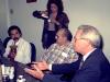 Dilma Rousseff e outras autoridades políticas durante reunião dos partidos de oposição aos governos Britto e FHC no Diretório Regional do PDT em Porto Alegre, no dia 9 de abril de 1997
