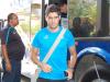 O atacante Miralles, no desembarque no Hotel Dall'onder
