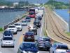 Trânsito congestionado na ponte de Laguna
