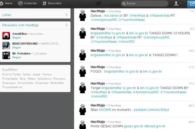 Ataque hacker derruba site da Brigada Militar Twitter/Reprodução