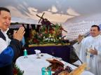"Não me leve ainda", pede Hugo Chávez durante cerimônia religiosa na Venezuela Presidência da Venezuela/Divulgação