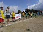 Moradores de Viamão protestam em campo de futebol Carlos macedo/Especial Moradores de Viamão protestam em campo de futebol Carlos macedo/Especial
