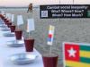 Bandeiras dos países que sofrem com a fome estavam ao lado dos pratos vazios durante a manifestação.