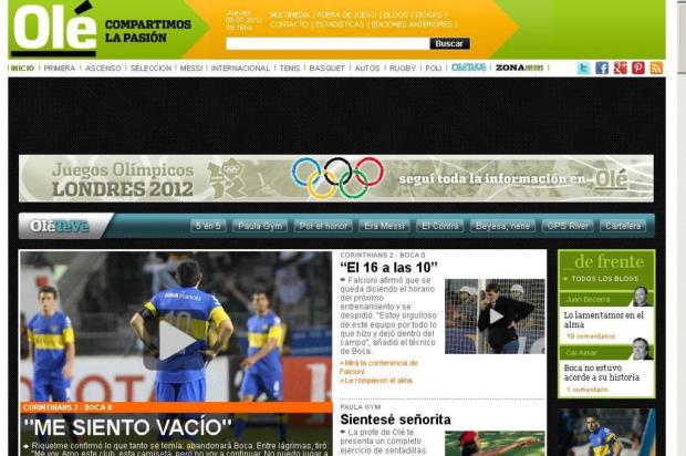 Após derrota para o Corinthians pela Libertadores, Riquelme diz que não joga mais pelo Boca ole.com.ar/Reprodução Após derrota para o Corinthians pela Libertadores, Riquelme diz que não joga mais pelo Boca ole.com.ar/Reprodução