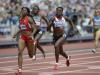 Prova de 400m rasos feminino no primeiro dia de competições no atletismo
