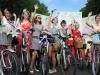 Participantes da corrida "Mulheres de Bicicleta", que ocorreu em Moscou, na Rússia, neste domingo (05)