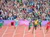 Brasileiro Aldemir Gomes (E) avançou à semifinal dos 200m rasos na mesma bateria de Usain Bolt (quarto, da esquerda para a direita), atual campeão olímpico da prova