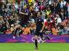 Yuki Otsu comemora o gol que abriu o placar para o Japão na partida contra o México, na semifinal do futebol masculino