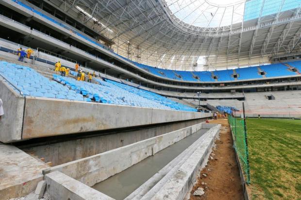 Vestiários, casamata, telões: veja como está a Arena a um mês da inauguração Omar Freitas/Agencia RBS Vestiários, casamata, telões: veja como está a Arena a um mês da inauguração Omar Freitas/Agencia RBS