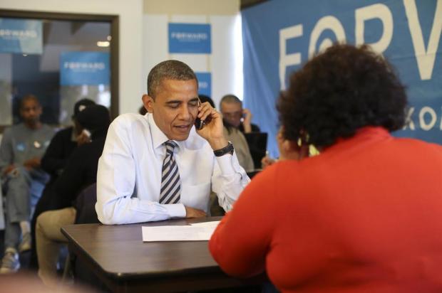 Otimismo contido e superstição no QG de Barack Obama Doug Mills/The New York Times