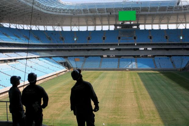 A um mês da inauguração, telão da Arena do Grêmio é testado pela primeira vez Wesley Santos/PressDigital / A um mês da inauguração, telão da Arena do Grêmio é testado pela primeira vez Wesley Santos/PressDigital /