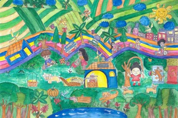 Estudante brasileiro vence concurso de desenhos promovido pelas Nações Unidas Waldir Tokuda/Reprodução Estudante brasileiro vence concurso de desenhos promovido pelas Nações Unidas Waldir Tokuda/Reprodução