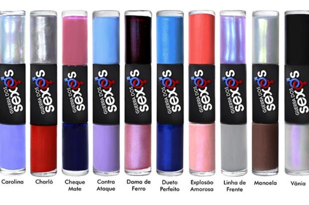 Esmaltes de duas cores são inspirados em Guerra dos Sexos divulgação/Speciallitá Esmaltes de duas cores são inspirados em Guerra dos Sexos divulgação/Speciallitá