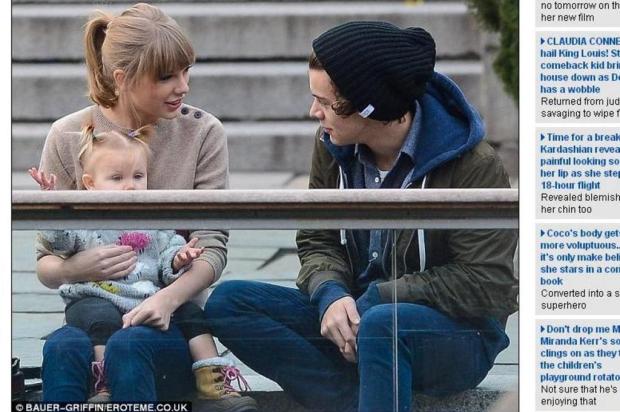 Taylor Swift é flagrada com Harry Styles pela primeira vez Daily Mail/Reprodução Taylor Swift é flagrada com Harry Styles pela primeira vez Daily Mail/Reprodução