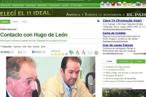 Hugo de León pode assumir cargo de gerente do Nacional, do Uruguai Reprodução/Ovación Digital