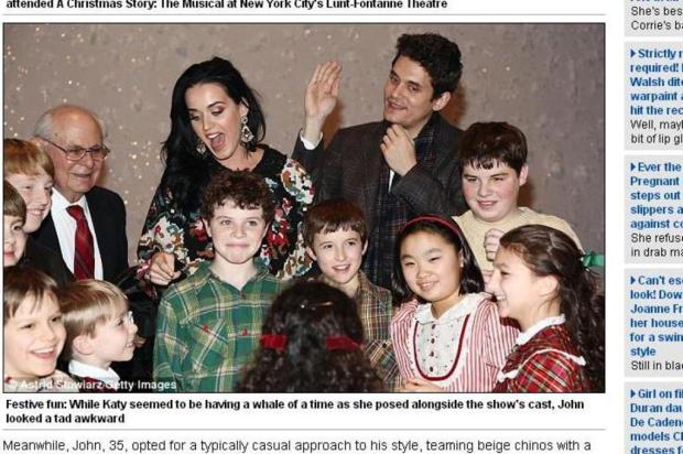 Katy Perry e John Mayer vão juntos a musical da Broadway Daily Mail/Reprodução Katy Perry e John Mayer vão juntos a musical da Broadway Daily Mail/Reprodução