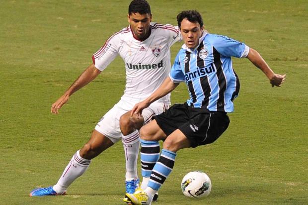 Jogadores do Fluminense preferem o Grêmio à LDU no grupo da Libertadores AFP PHOTO/VANDERLEI ALMEIDA/ Jogadores do Fluminense preferem o Grêmio à LDU no grupo da Libertadores AFP PHOTO/VANDERLEI ALMEIDA/