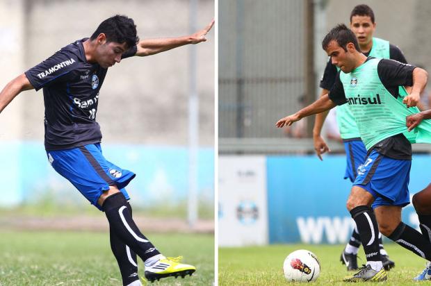 Rondinelly e Wangler trabalham para figurar na lista de Luxa para Libertadores Montagem sobre fotos de Lucas Uebel, Grêmio/