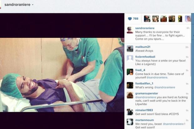 Volante Sandro passa por cirurgia no joelho direito Reprodução/Instagram