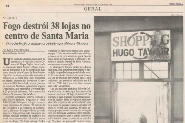 Em 1996, fogo destruiu shopping próximo a onde está localizada a boate Kiss Reprodução/Reprodução