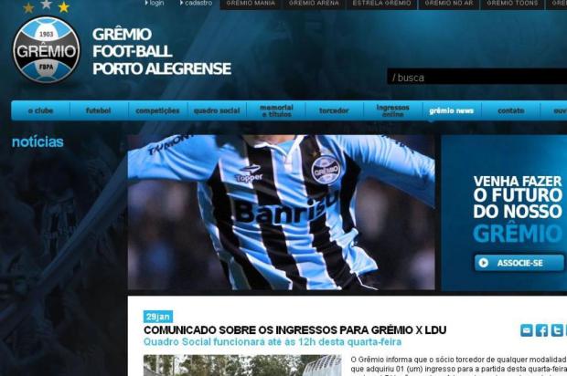 Grêmio se manifesta oficialmente sobre ingressos para jogo contra a LDU Divulgação/Grêmio