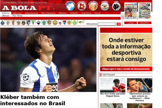Jornal português aponta interesse do Grêmio no atacante Kleber, do Porto Reprodução/A Bola/