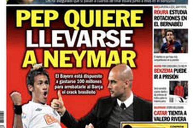 Bayern estaria disposto a gastar 100 milhões de euros para contratar Neymar, diz jornal espanhol Reprodução/Sport