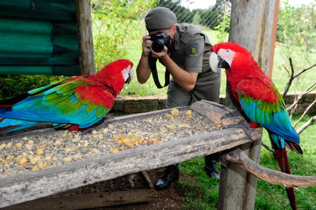 Alunos soldados da BM têm aula em contato com animais apreendidos pela polícia Ronaldo Bernardi/