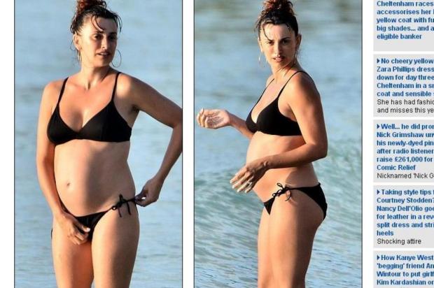 Penélope Cruz é flagrada exibindo barriga de grávida em Barbados Daily Mail/Reprodução