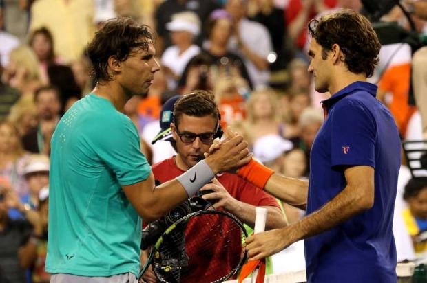 Nadal vence Federer com tranquilidade e avança às semifinais em Indian Wells STEPHEN DUNN / GETTY IMAGES NORTH AMERICA / AFP/ Nadal vence Federer com tranquilidade e avança às semifinais em Indian Wells STEPHEN DUNN / GETTY IMAGES NORTH AMERICA / AFP/