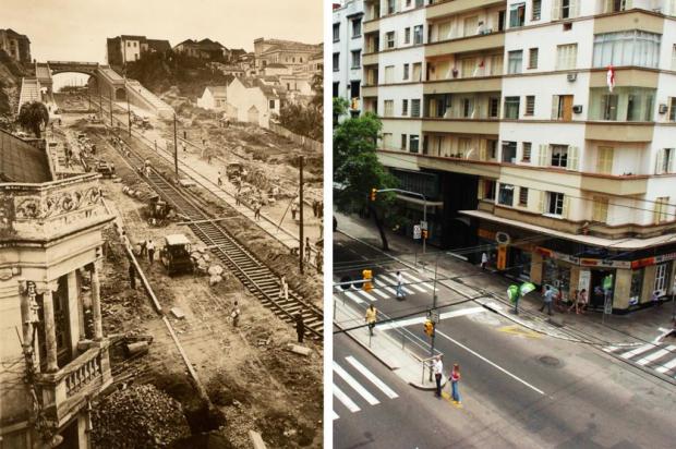Do alto do cine Capitólio: mudanças no cenário em oito décadas Montagem sobre foto de Ricardo Chaves e Acervo Joaquim José Felizardo/Reprodução Do alto do cine Capitólio: mudanças no cenário em oito décadas Montagem sobre foto de Ricardo Chaves e Acervo Joaquim José Felizardo/Reprodução