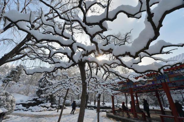 Nevasca embranquece paisagem na China Mark Ralston/AFP Nevasca embranquece paisagem na China Mark Ralston/AFP