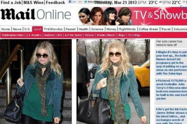 Fergie mostra barriguinha de grávida ao gravar programa de TV Daily Mail/Reprodução Fergie mostra barriguinha de grávida ao gravar programa de TV Daily Mail/Reprodução