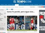 Imprensa colombiana mostra otimismo após derrota do Santa Fe para o Grêmio Reprodução/El Tiempo