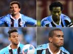 Após dois meses, Grêmio voltará a ter meio-campo ideal contra o Santa Fe Montagem sobre fotos Fernando Gomes, Mauro Vieira, AFP e Diego Vara/ Após dois meses, Grêmio voltará a ter meio-campo ideal contra o Santa Fe Montagem sobre fotos Fernando Gomes, Mauro Vieira, AFP e Diego Vara/