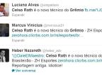 Colorados divulgam notícias antigas anunciando Celso Roth como técnico do Grêmio Reprodução/Twitter Colorados divulgam notícias antigas anunciando Celso Roth como técnico do Grêmio Reprodução/Twitter