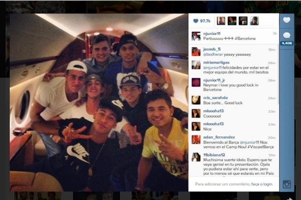 Neymar chega a Barcelona e segue agenda oficial do clube Instagram/Reprodução