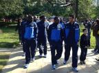Jogadores franceses caminham no Parcão André Baibich/Agência RBS Jogadores franceses caminham no Parcão André Baibich/Agência RBS