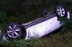 FOTO: como ficou o carro do atacante Vargas após acidente no Norte do Estado (1º BRBM/GRV Casca,Divulgação/)