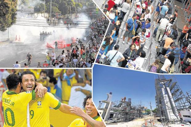Brasil precisa vencer resistência e superar problemas de infraestrutura para receber a Copa em 2014 Montagem sobre fotos AFP, Ronaldo Bernardi e Félix Zucco/