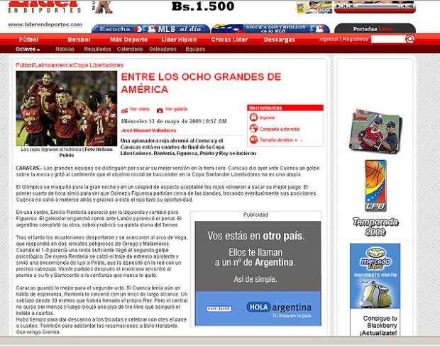 Jornal venezuelano acha que Grêmio é de Belo Horizonte Reprodução/