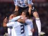 Argentina 1x0 Colômbia  Os jogadores argentinos celebram o gol de Daniel Diaz, marcado aos nove minutos do segundo tempo