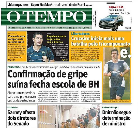 Imprensa mineira destaca o favoritismo do Cruzeiro contra o Grêmio Reprodução/ Imprensa mineira destaca o favoritismo do Cruzeiro contra o Grêmio Reprodução/