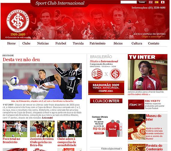 Site do Inter exalta conquistas do clube: "Desta vez não deu" Reprodução/ Site do Inter exalta conquistas do clube: "Desta vez não deu" Reprodução/