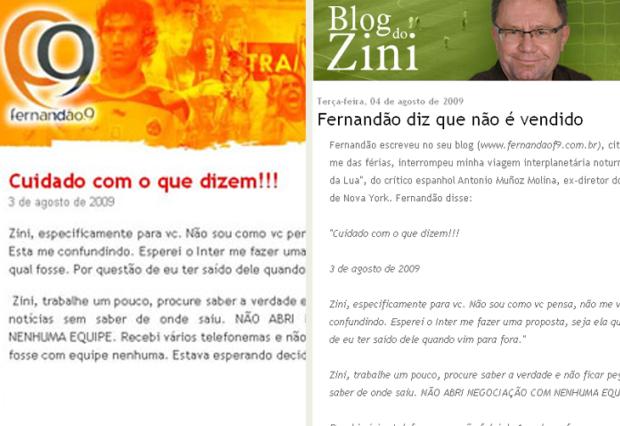 Fernandão escreve para Zini e blogueiro comenta / Fernandão escreve para Zini e blogueiro comenta /