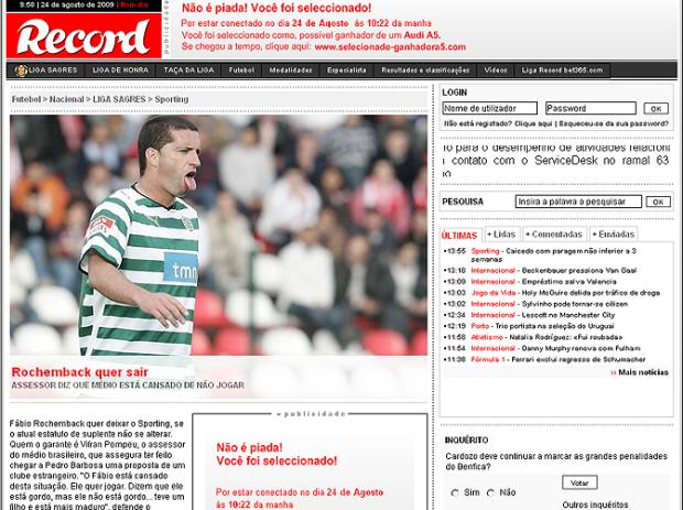 Fábio Rochemback quer deixar o Sporting Reprodução/