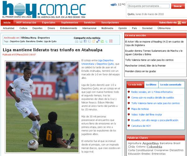 Derrotado em clássico, Deportivo Quito é criticado antes de jogo contra o Inter Reprodução / Derrotado em clássico, Deportivo Quito é criticado antes de jogo contra o Inter Reprodução /